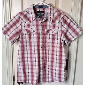 Cody James Girls Lg Red Striped Pearl Snap Short Sleeve Western Shirt
